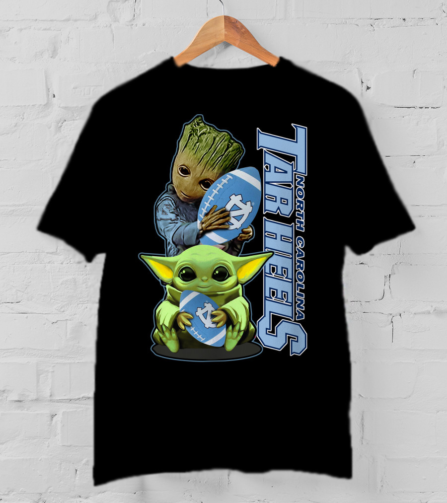 Grzd Baby Alien Groot Holding North Carolina Tar Heels Football T-Shirt