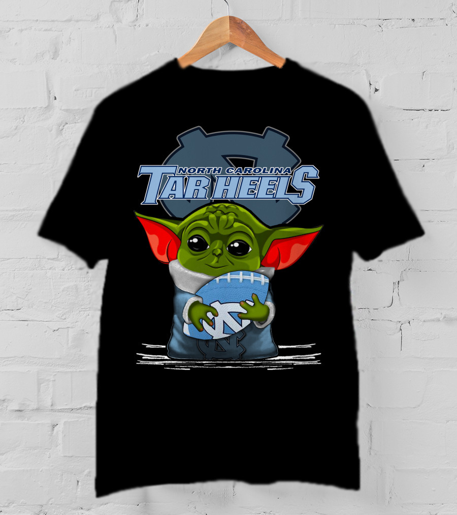Yoda Holding North Carolina Tar Heels Football With UNC T-Shirt