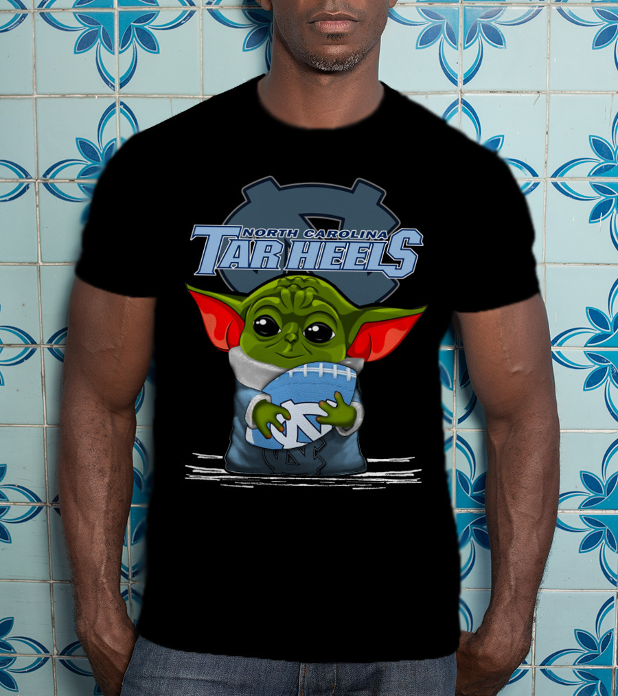 Yoda Holding North Carolina Tar Heels Football With UNC T-Shirt