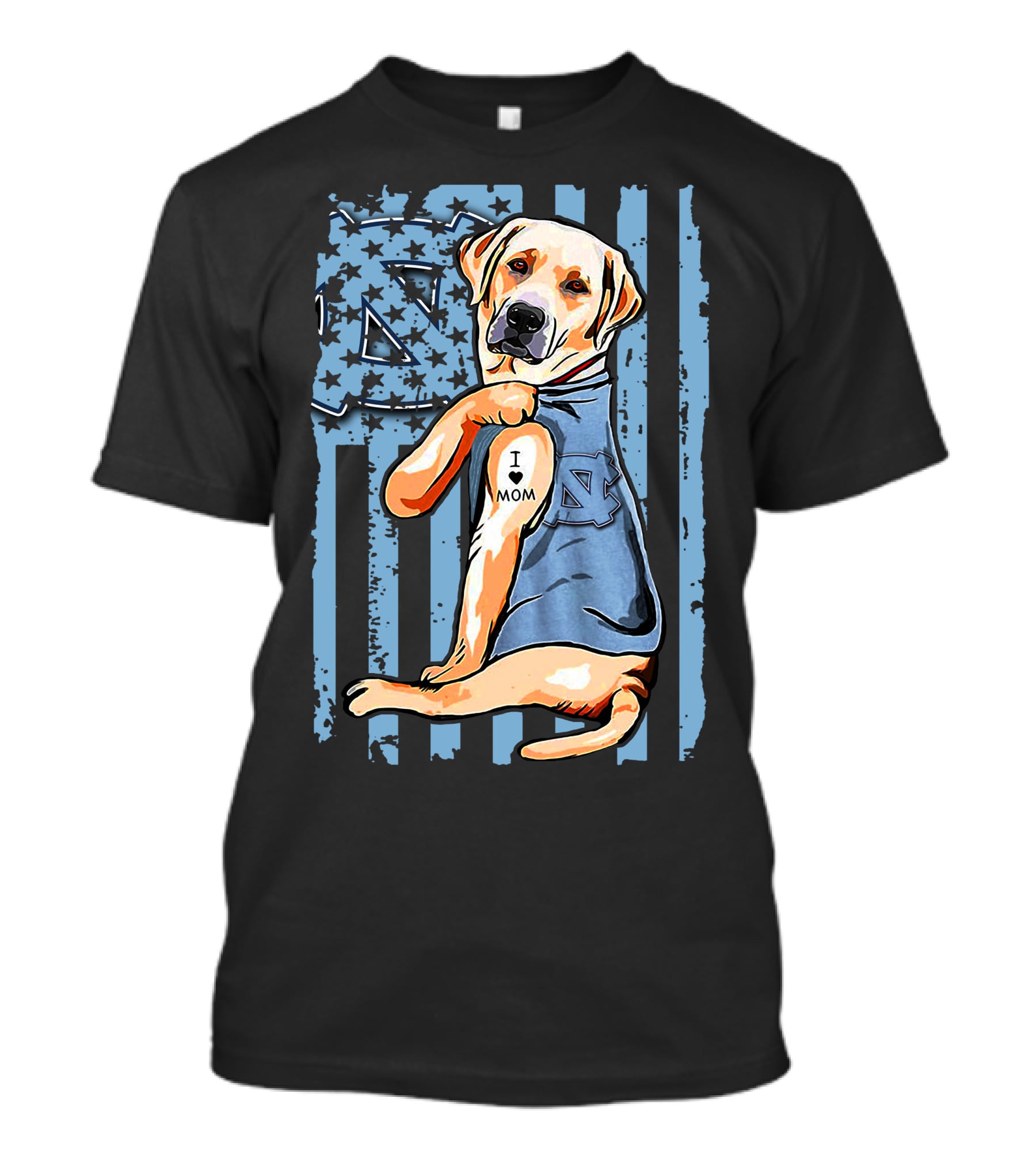 Labrador Retriever I Love Mom North Carolina Tar Heels T-Shirt