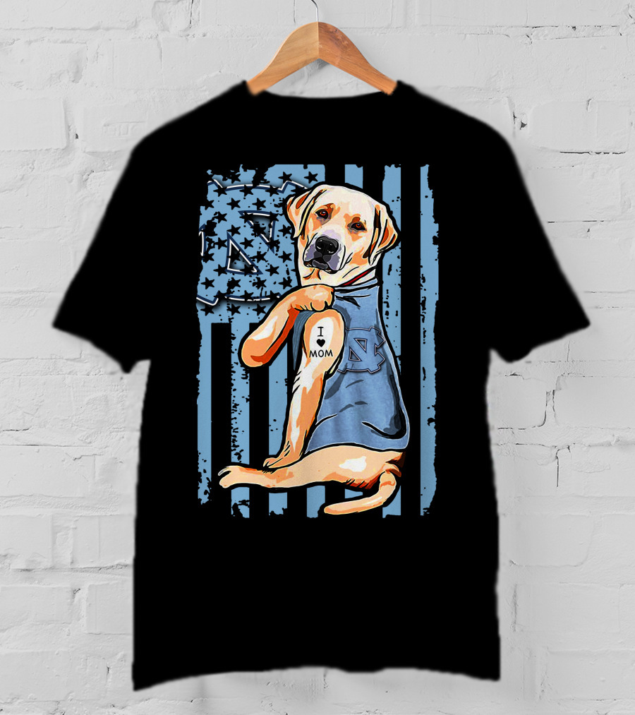 Labrador Retriever I Love Mom North Carolina Tar Heels T-Shirt