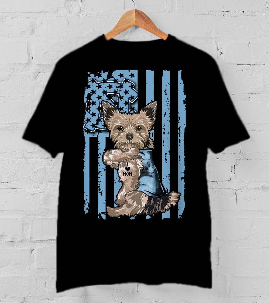 Yorkshire Terrier I Heart Mom North Carolina Tar Heels T-Shirt