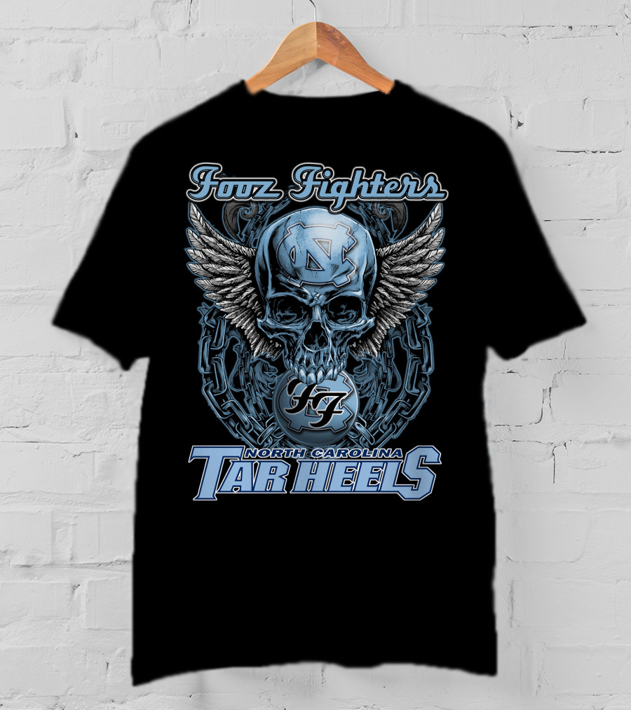 Foo Fighters North Carolina Tar Heels Skull Wings T-Shirt