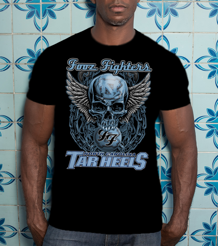Foo Fighters North Carolina Tar Heels Skull Wings T-Shirt