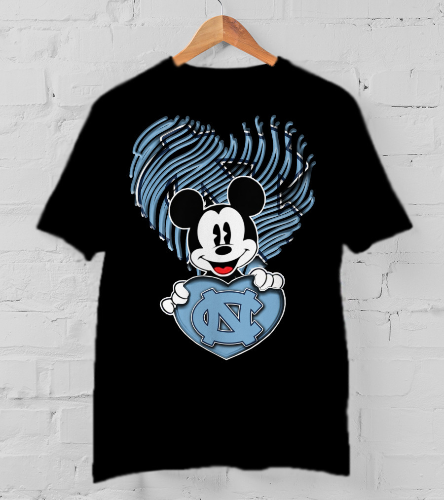Mick Mouse North Carolina Tar Heels Heart T-Shirt