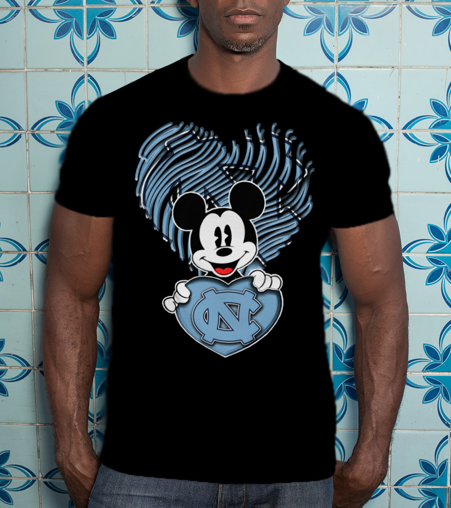 Mick Mouse North Carolina Tar Heels Heart T-Shirt