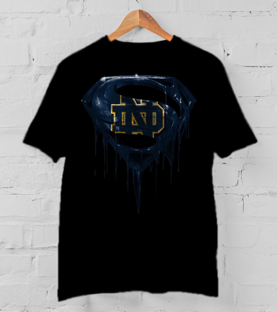 Notre Dame Fighting Irish Nd Logo With Superman Style T-Shirt