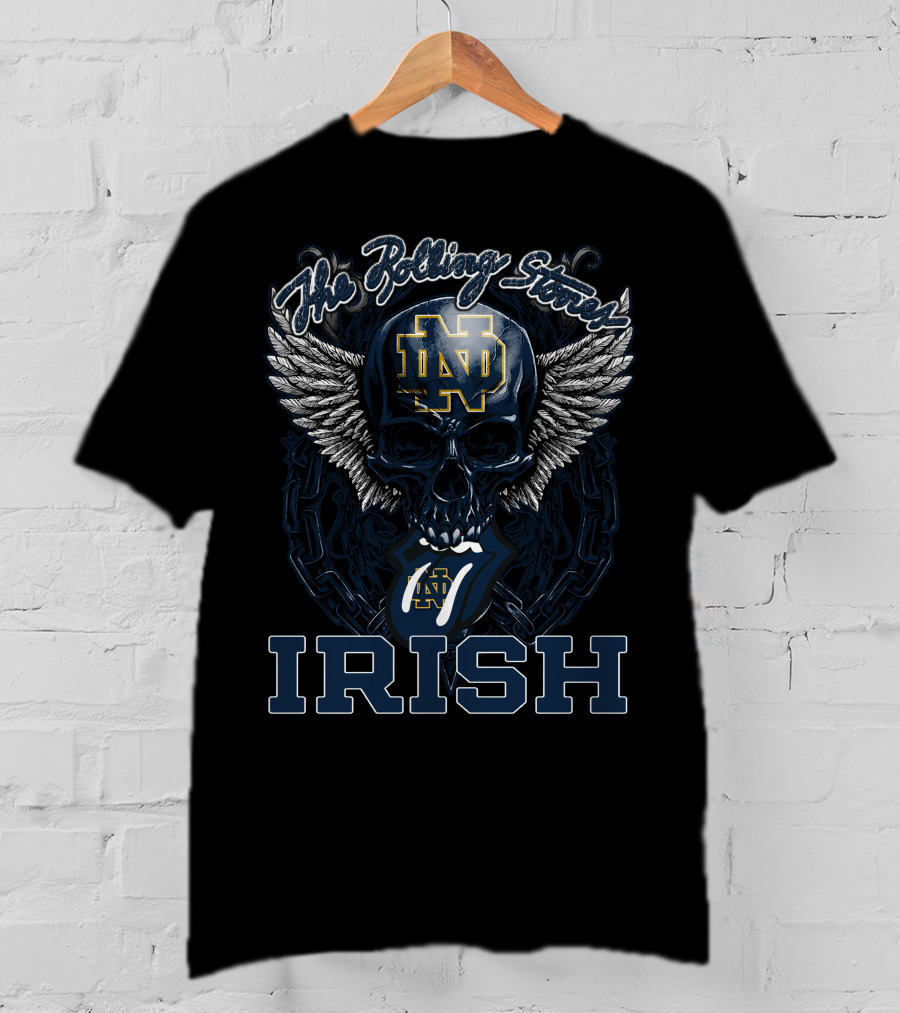 The Rolling Stones Notre Dame Nd Irish Skull Wings T-Shirt
