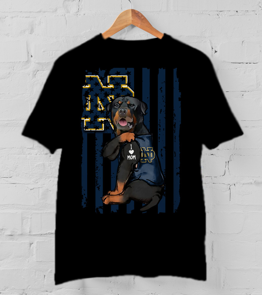 Rottweiler I Love Mom Notre Dame Fighting Irish ND T-Shirt