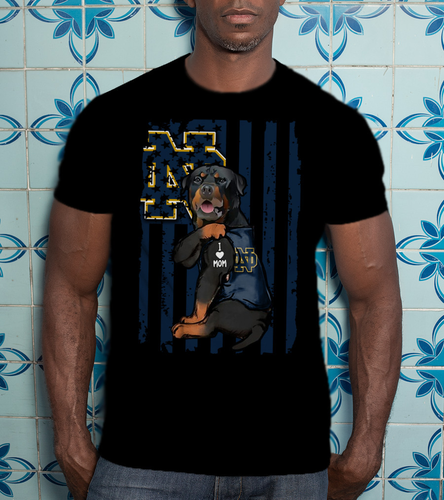 Rottweiler I Love Mom Notre Dame Fighting Irish ND T-Shirt