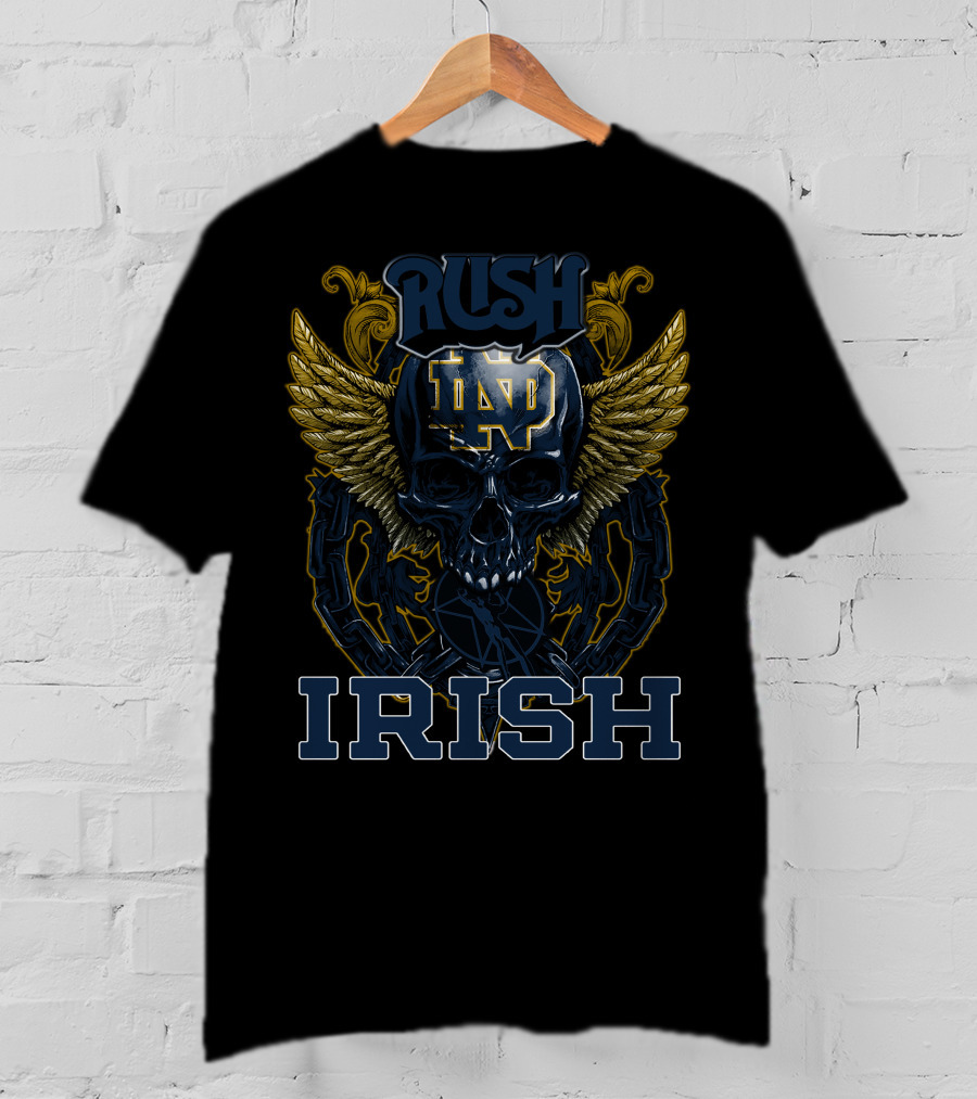 Rush Notre Dame ND Skull Wings Irish T-Shirt