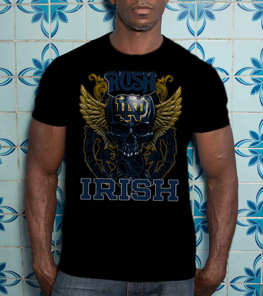 Rush Notre Dame ND Skull Wings Irish T-Shirt