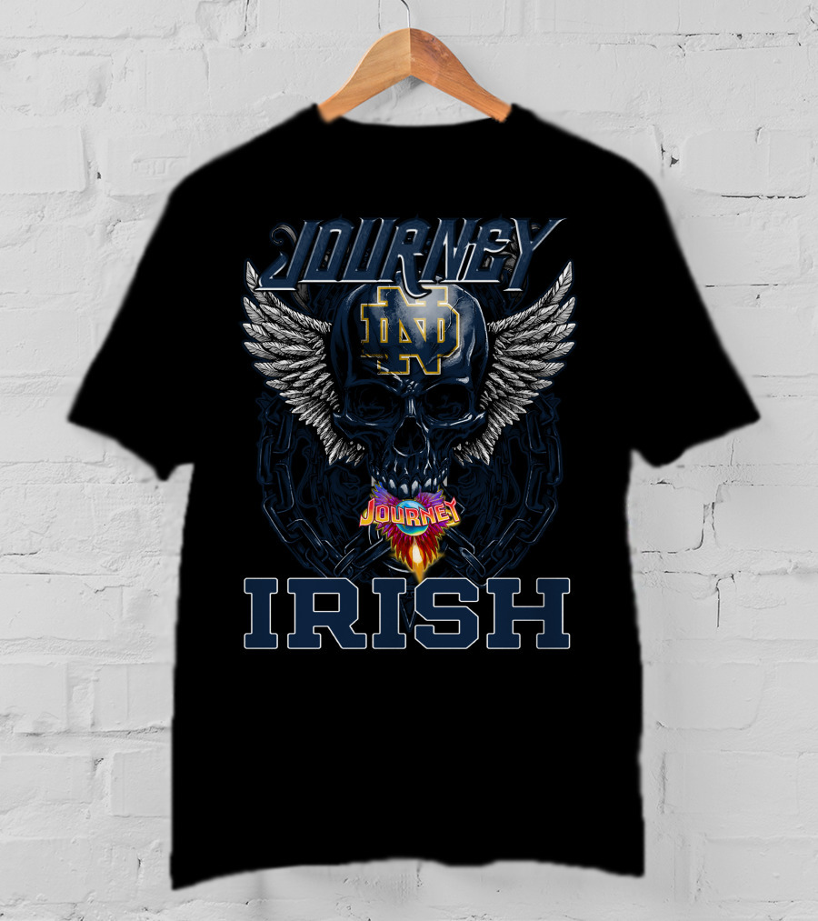 Journey Notre Dame ND Fighting Irish Skull Wings Chain T-Shirt