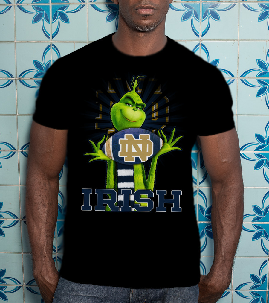 Grinch Holding Notre Dame Football Irish T-Shirt