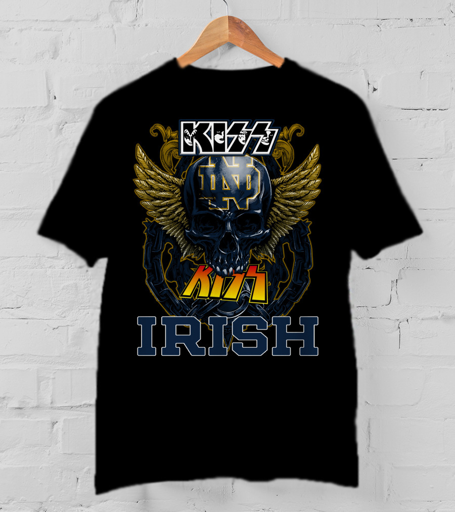 Kiss Notre Dame ND Winged Skull Irish T-Shirt