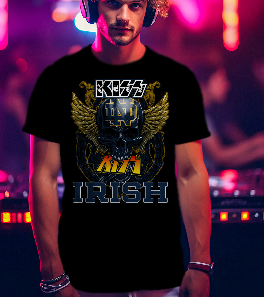 Kiss Notre Dame ND Winged Skull Irish T-Shirt