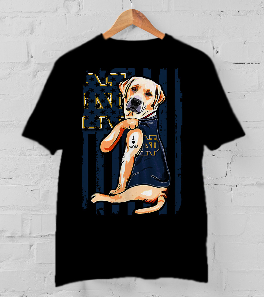 Notre Dame Fighting Irish Labrador Retriever I Love Mom T-Shirt