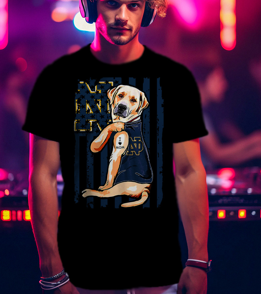 Notre Dame Fighting Irish Labrador Retriever I Love Mom T-Shirt