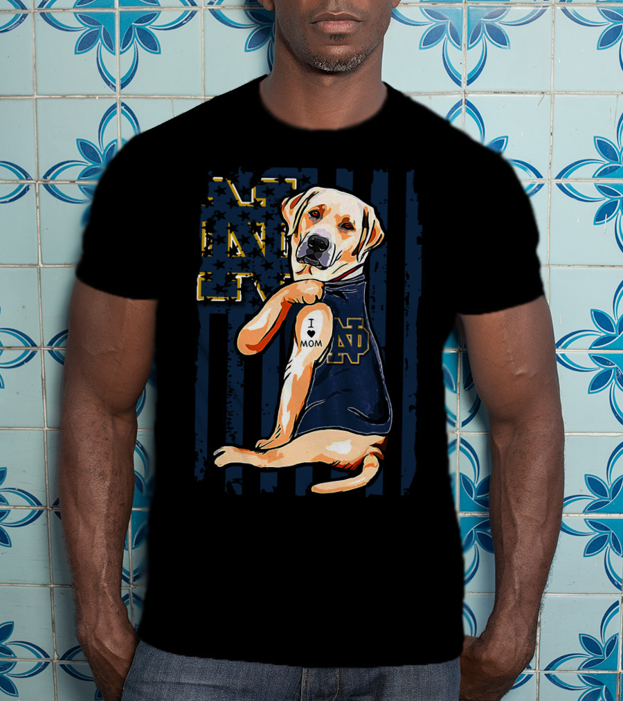 Notre Dame Fighting Irish Labrador Retriever I Love Mom T-Shirt