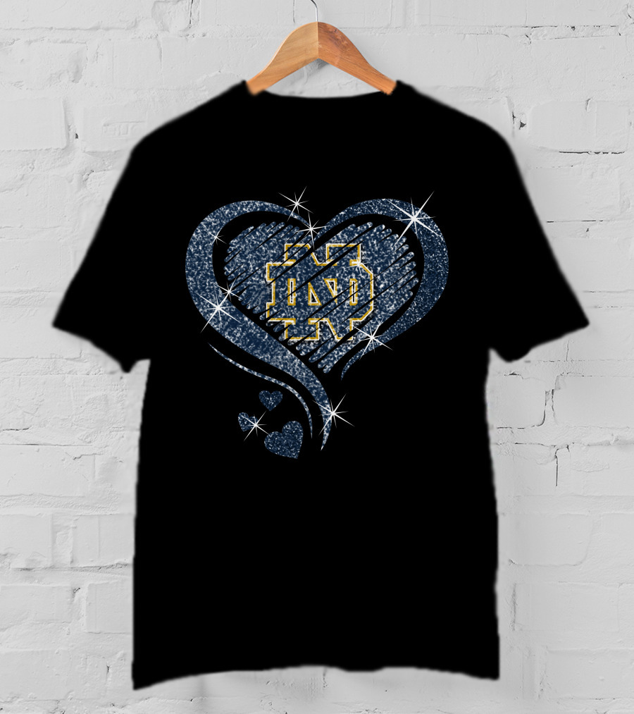 Heart Diamond ND Fighting Irish Sparkle T-Shirt