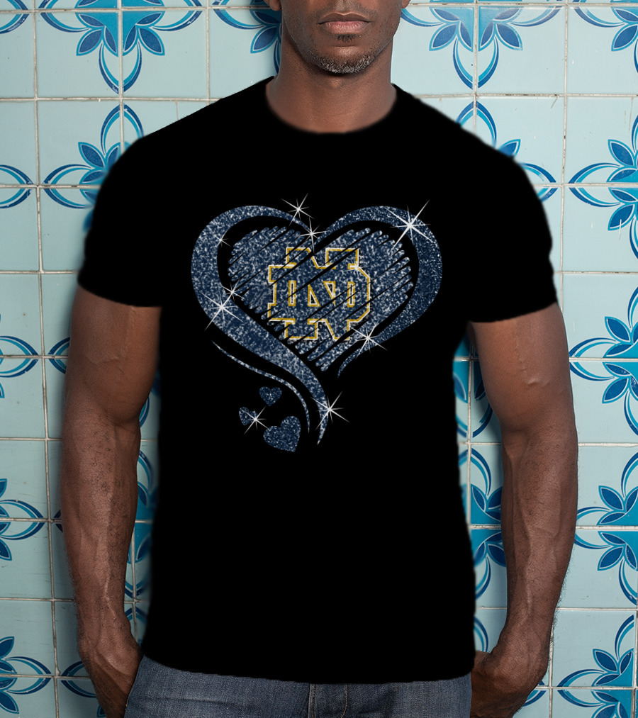 Heart Diamond ND Fighting Irish Sparkle T-Shirt
