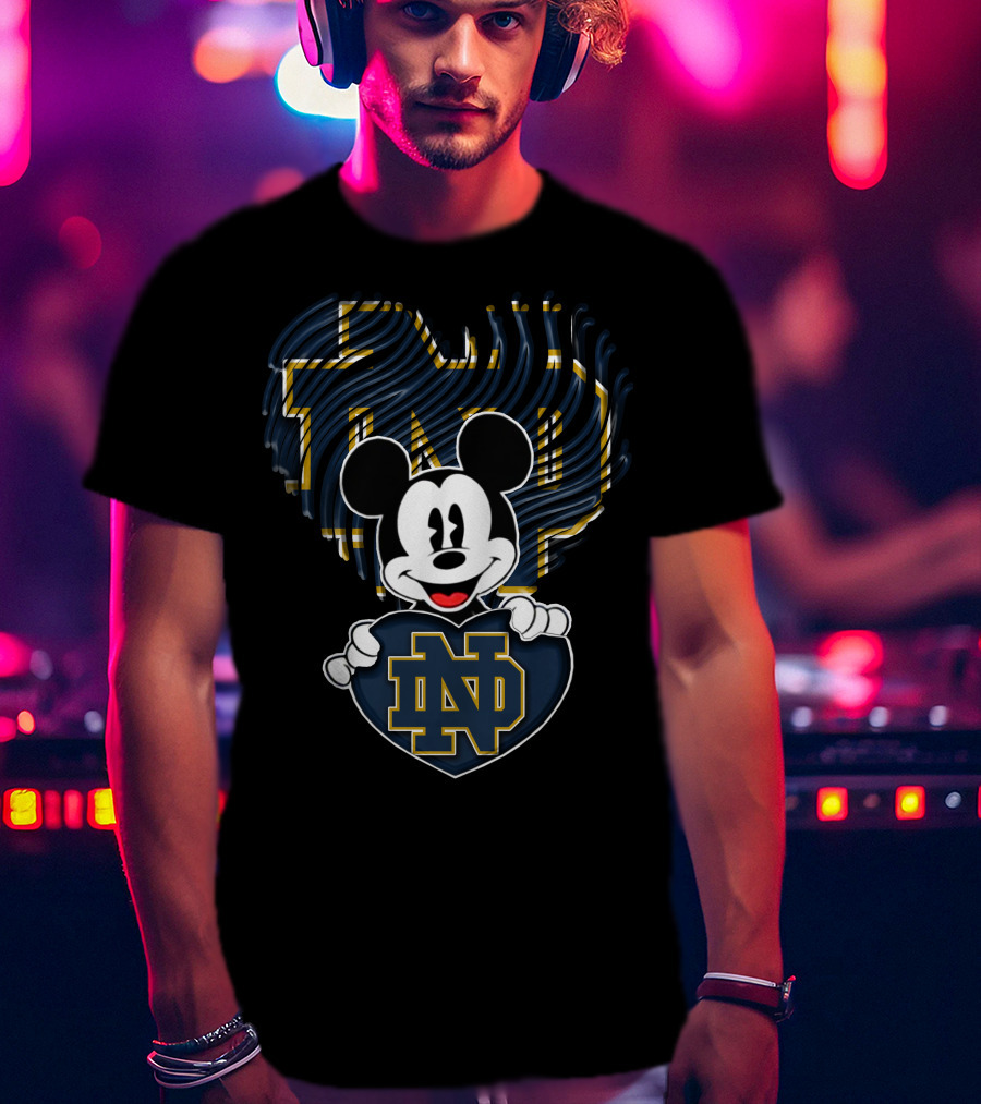 Notre Dame Fighting Irish Mickey Holding ND Heart T-Shirt