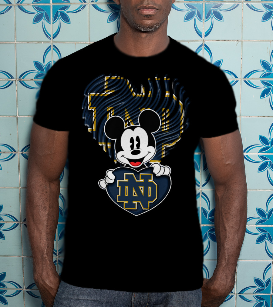 Notre Dame Fighting Irish Mickey Holding ND Heart T-Shirt