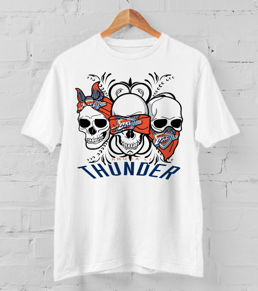 Oklahoma City Thunder Three Skull Bandana OKC T-Shirt