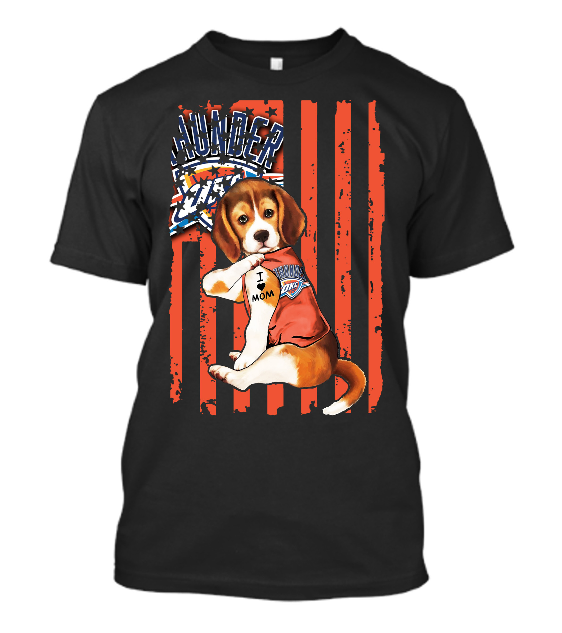Oklahoma City Thunder Beagle Puppy Tattoo I Love Mom T-Shirt
