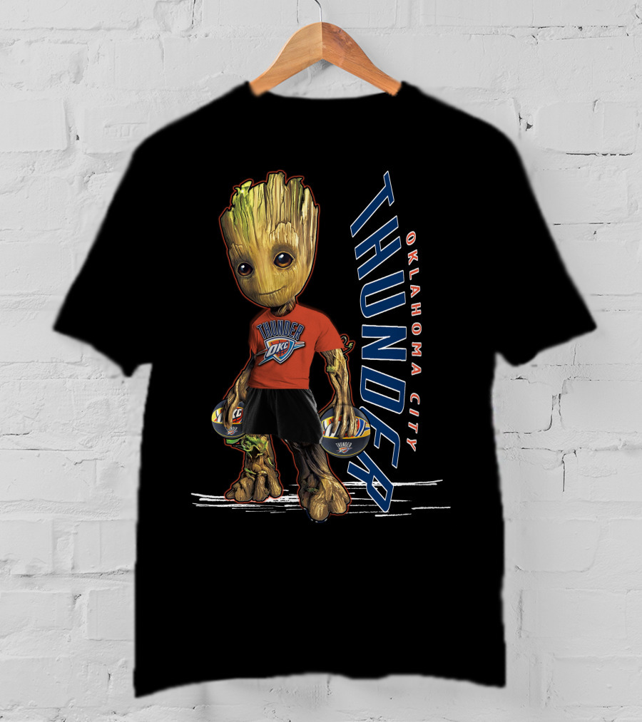 Groot Holding Oklahoma City Thunder Basketballs T-Shirt