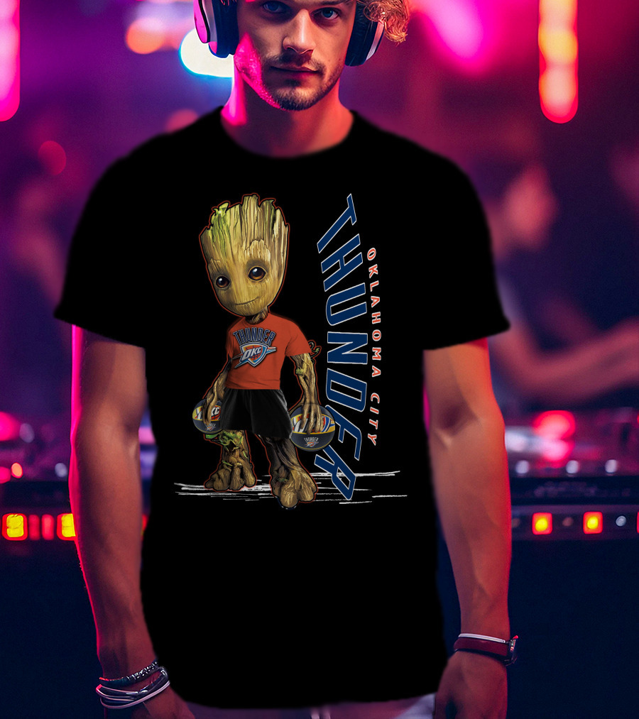 Groot Holding Oklahoma City Thunder Basketballs T-Shirt
