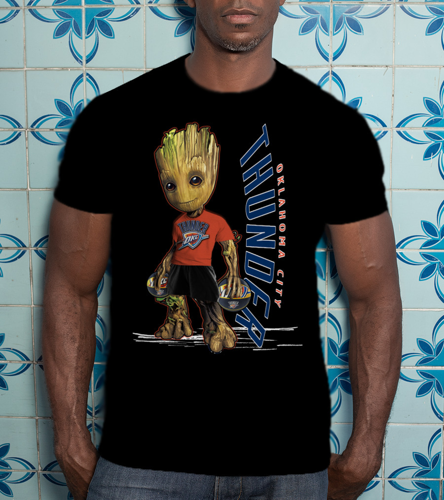 Groot Holding Oklahoma City Thunder Basketballs T-Shirt