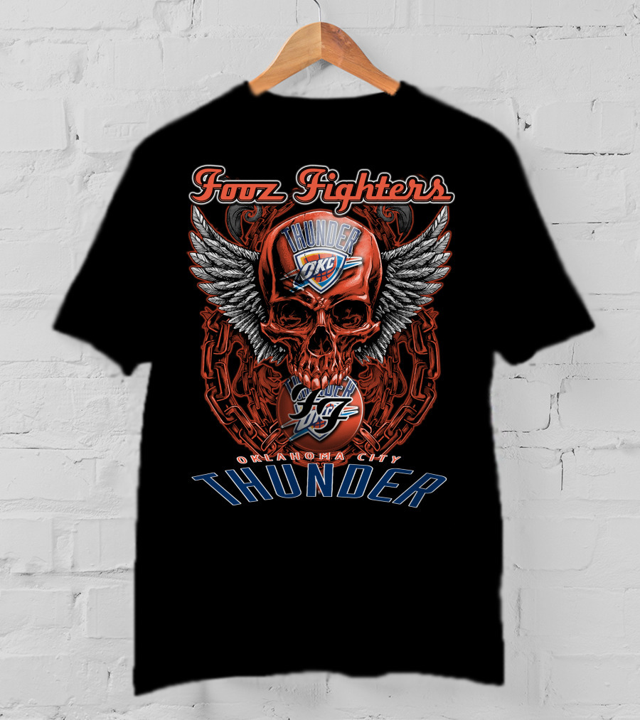 Foo Fighters Oklahoma City Thunder OKC Skull Wings T-Shirt