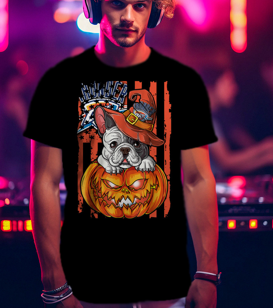 Hlw Bulldog Oklahoma City Thunder Halloween Pumpkin T-Shirt