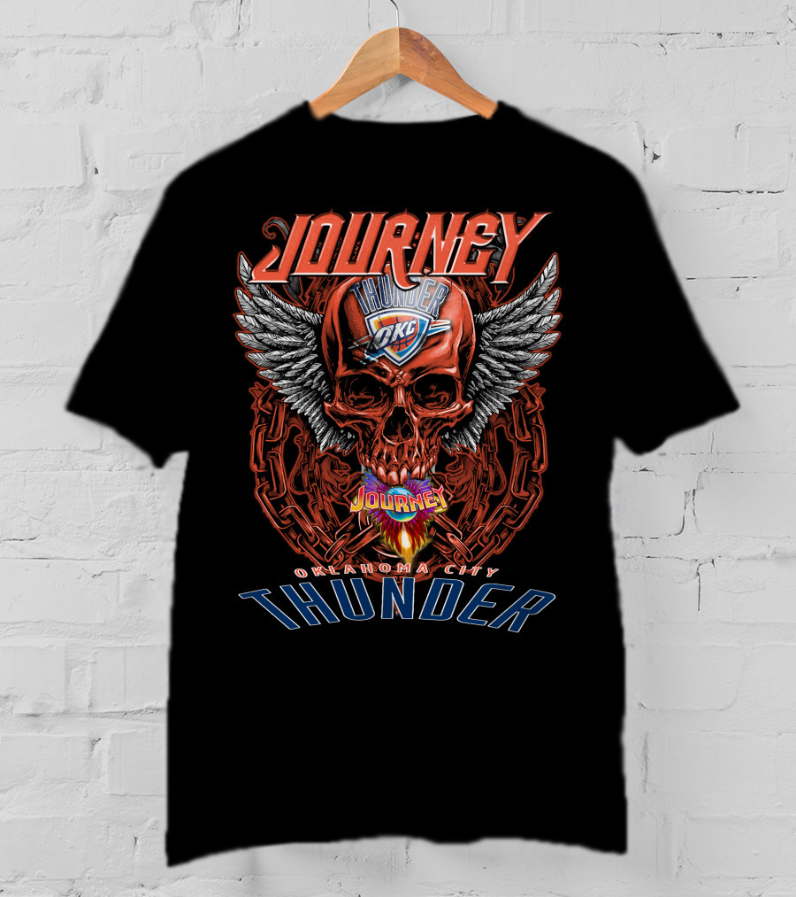 Journey Oklahoma City Thunder Skull Wings T-Shirt