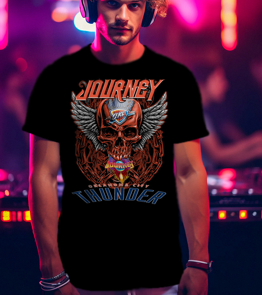 Journey Oklahoma City Thunder Skull Wings T-Shirt