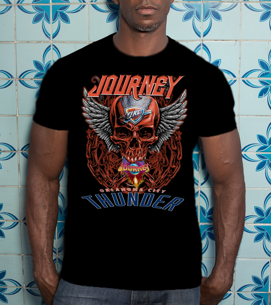 Journey Oklahoma City Thunder Skull Wings T-Shirt