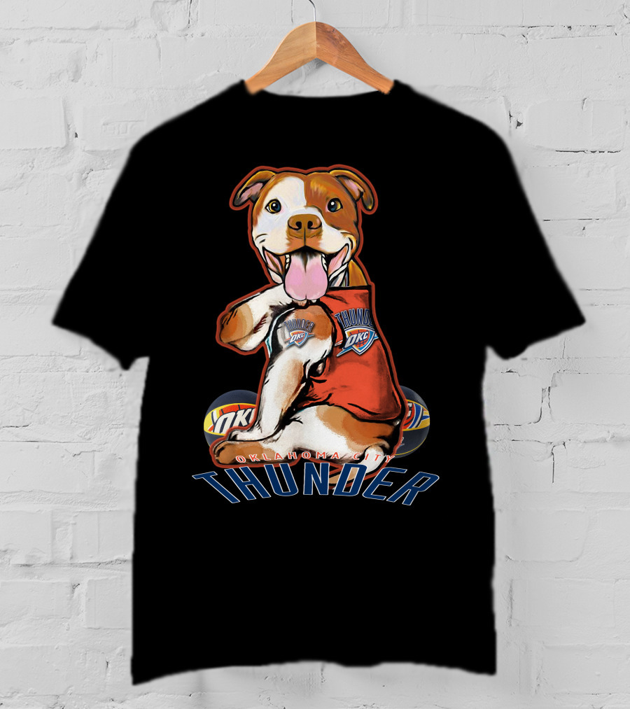 Oklahoma City Thunder Pitbull Dog OKC Basketball T-Shirt