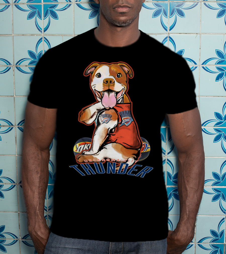 Oklahoma City Thunder Pitbull Dog OKC Basketball T-Shirt