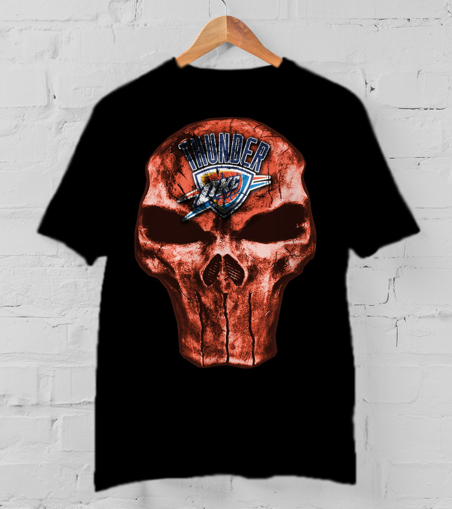 Skull Oklahoma City Thunder Logo Thunder T-Shirt