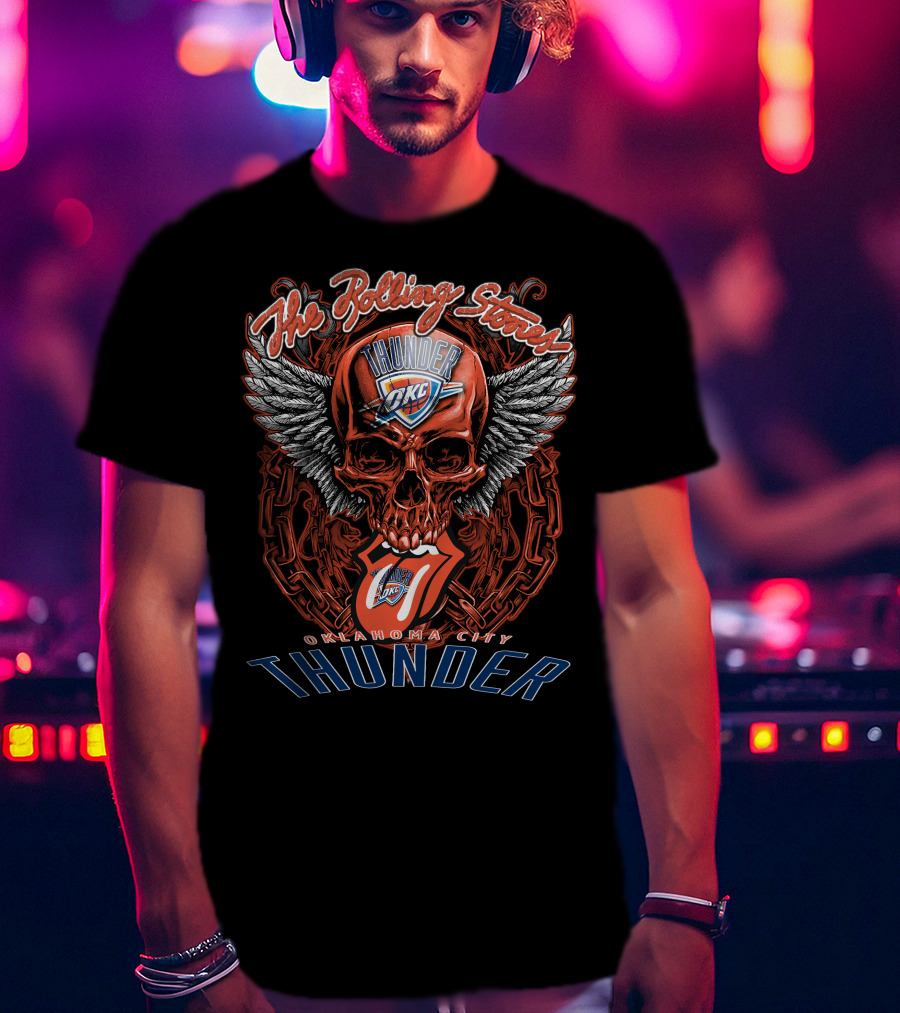 The Rolling Stones Thunder Oklahoma City Okc Skull And Tongue T-Shirt