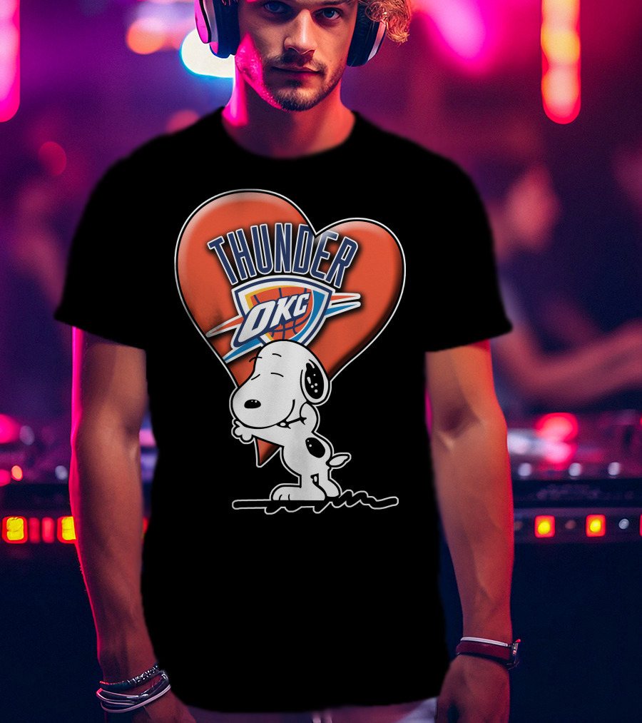 Snp V1 Oklahoma City Thunder Okc Snoopy Heart T-Shirt