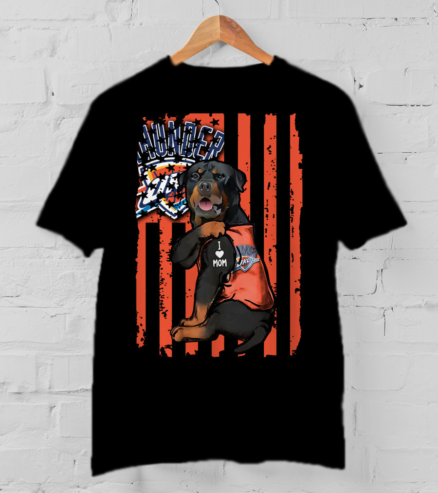 Rottweiler I Love Mom Oklahoma City Thunder Fan T-Shirt