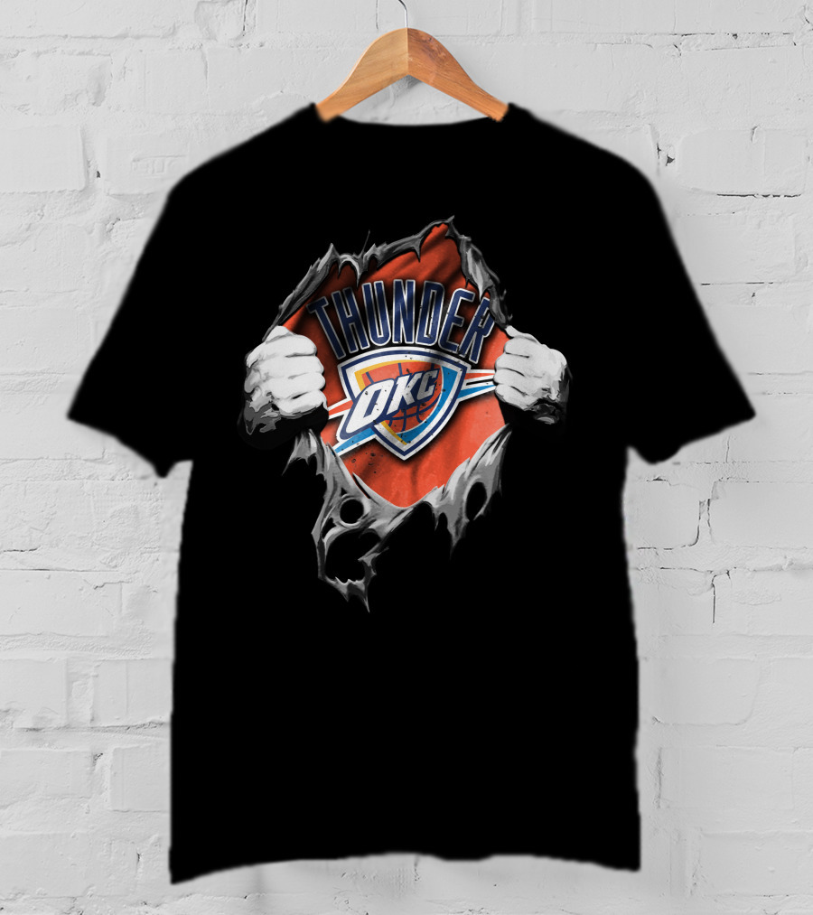 Torn Thunder OKC Basketball Fan T-Shirt