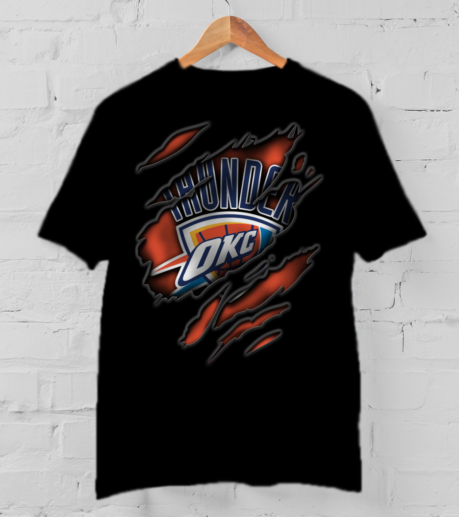 Torn OKC Thunder Logo Ripped T-Shirt