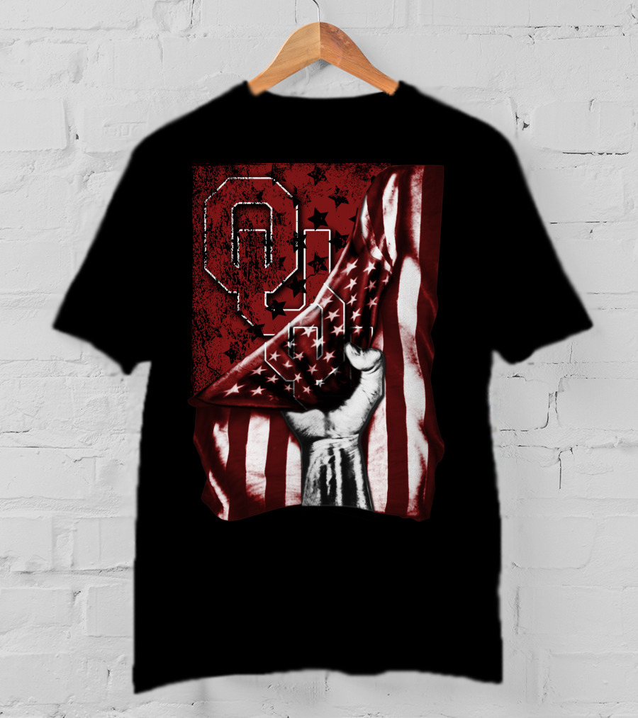 Oklahoma Sooners Flag Stars And Stripes Hand T-Shirt