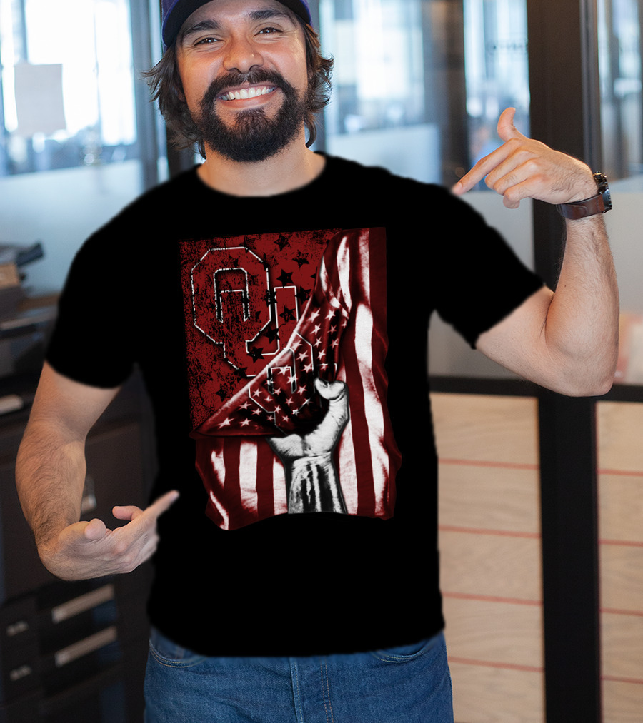 Oklahoma Sooners Flag Stars And Stripes Hand T-Shirt