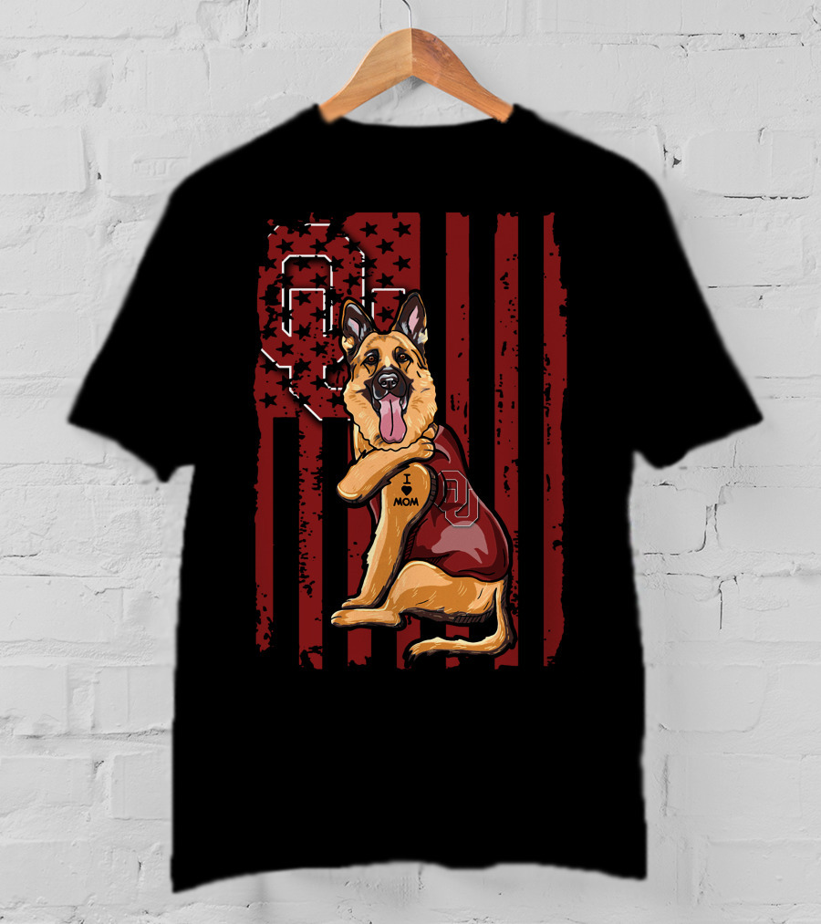 German Shepherd OU Oklahoma Sooners Vintage Flag Tattoo T-Shirt