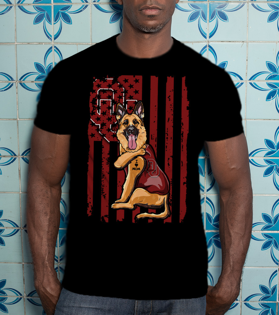 German Shepherd OU Oklahoma Sooners Vintage Flag Tattoo T-Shirt