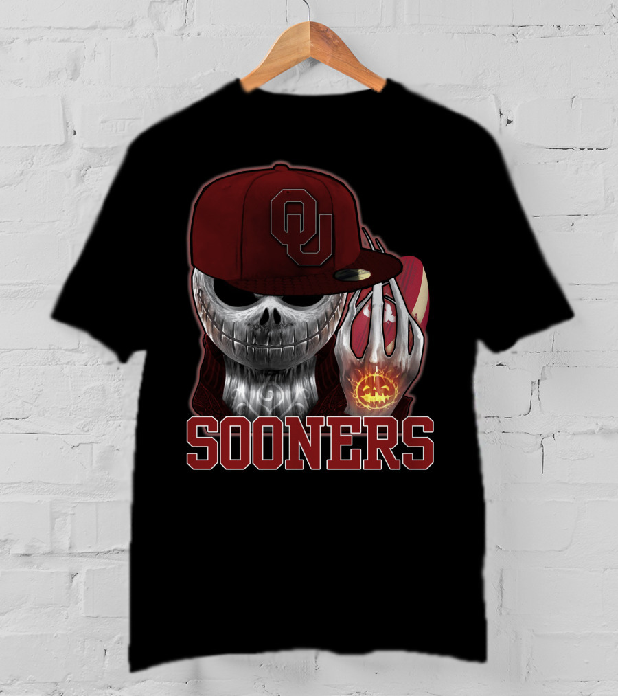 Jackskull Oklahoma Sooners Halloween Skeleton Pumpkin T-Shirt